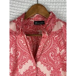 7th Avenue NY & Co Pink Paisley Button Down Shirt Size Small